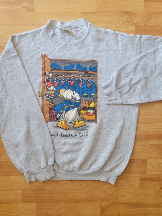 Disney Other - Vintage Disney Daffy Duck Well-Dressed Duck Graphic Gray Crewneck Sweatshirt, L